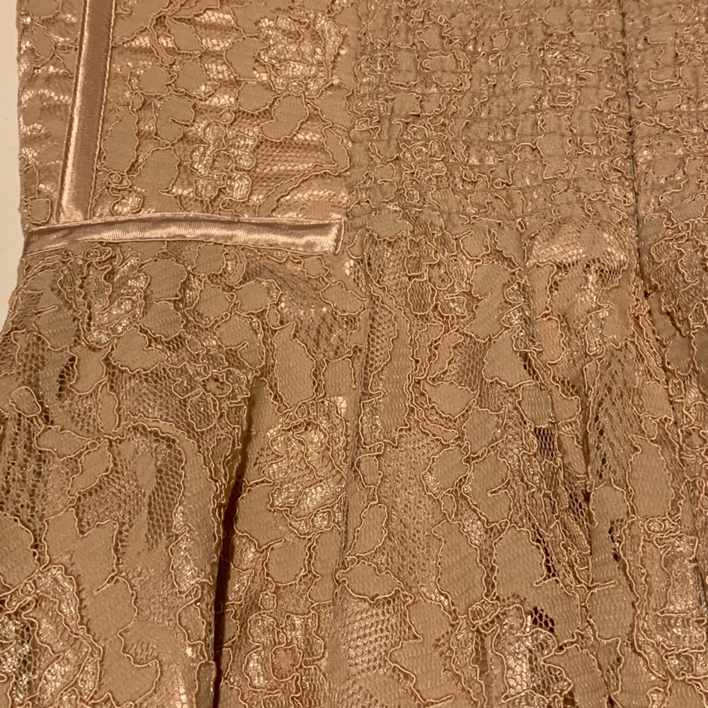 Devlin Lace Bustier Tan Strapless Cocktail Dress M - Picture 4 of 7